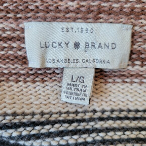 Buckle Lucky Brand Jacquard Boyfriend Open Front Knit Cardigan Sweater, Western - Picture 7 of 10